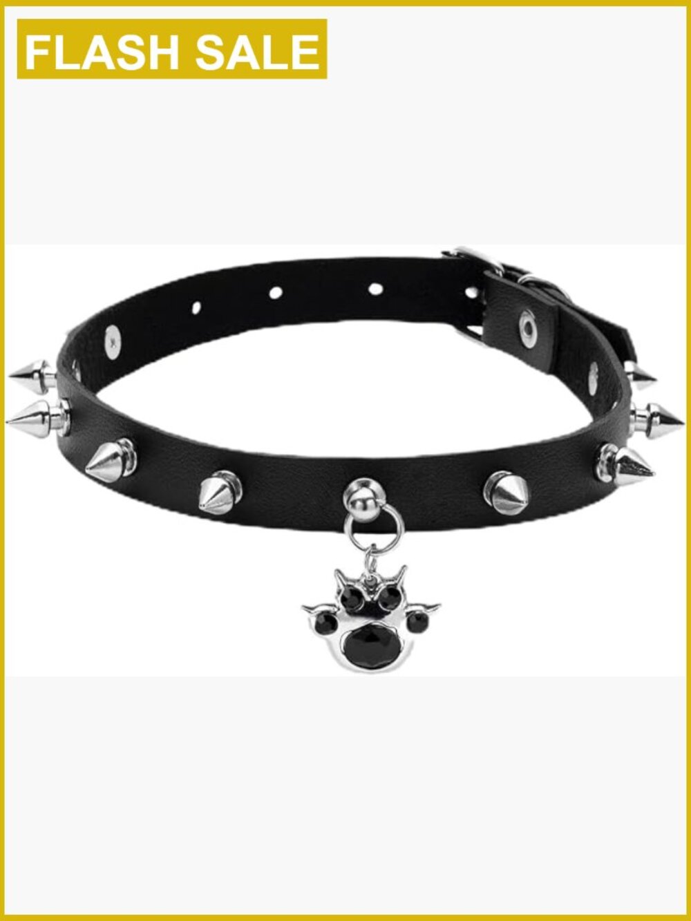 Punk Leather Spiked Choker Collar Gothic Skull Necklace Cosplay Costume Jewelry
